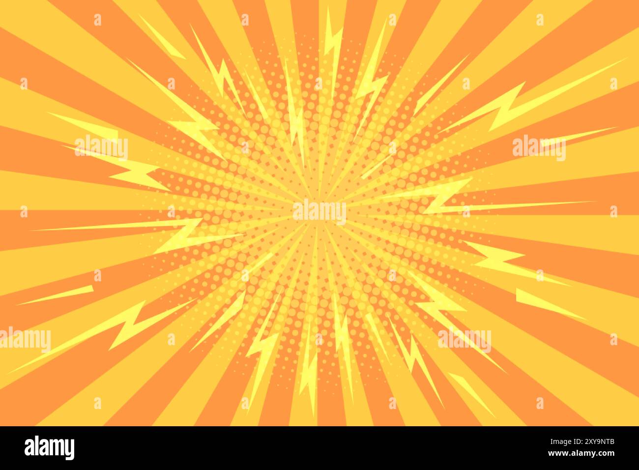 Pop Art retro Shining e sfondo luminoso vuoto. Spazio per la vostra offerta e pubblicità. Menu stagionale presso i residence. Illustrazione Vettoriale