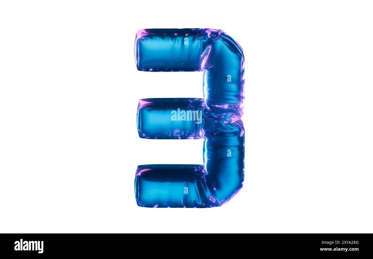 Numeri di bollature morbide con stili al neon, rendering 3D. Illustrazione 3D. Foto Stock