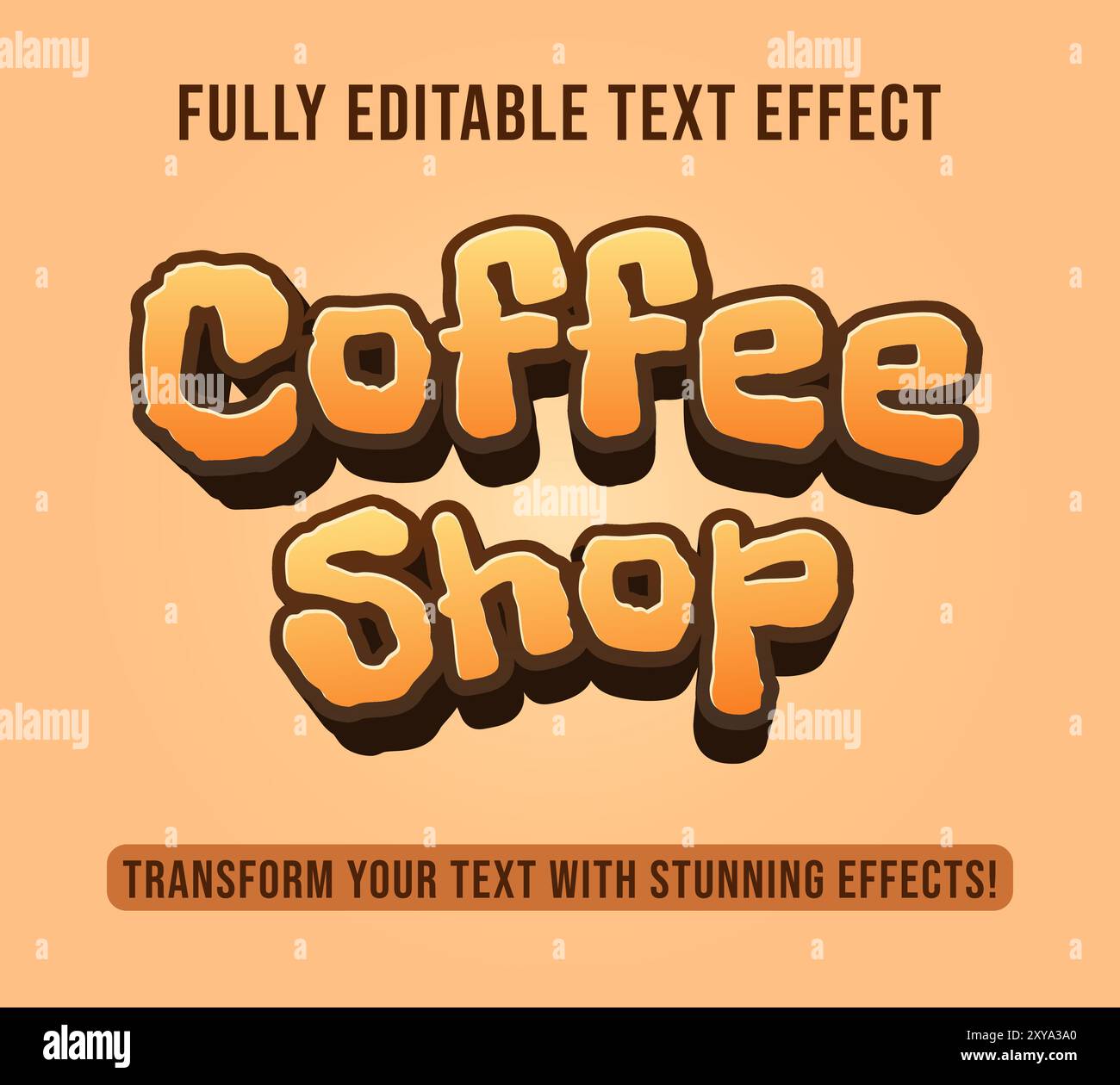 Effetti di testo modificabili con tema Coffee Shop, personalizzabili e pronti all'uso Illustrazione Vettoriale
