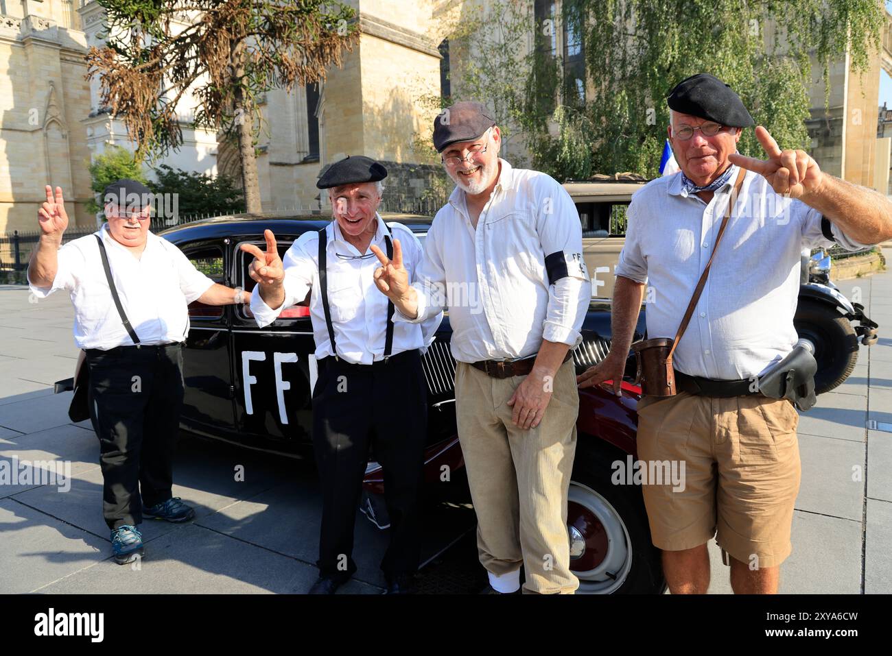 Bordeaux, Francia. 28 agosto 2024. Seconda guerra mondiale e occupazione nazista: Commemorazione del 80° anniversario della liberazione di Bordeaux da parte della resistenza Foto Stock