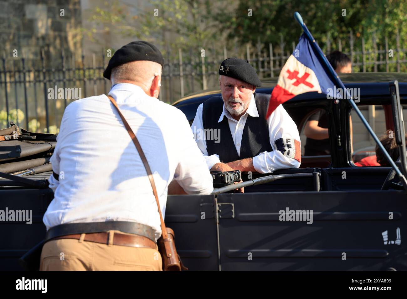 Bordeaux, Francia. 28 agosto 2024. Seconda guerra mondiale e occupazione nazista: Commemorazione del 80° anniversario della liberazione di Bordeaux da parte della resistenza Foto Stock