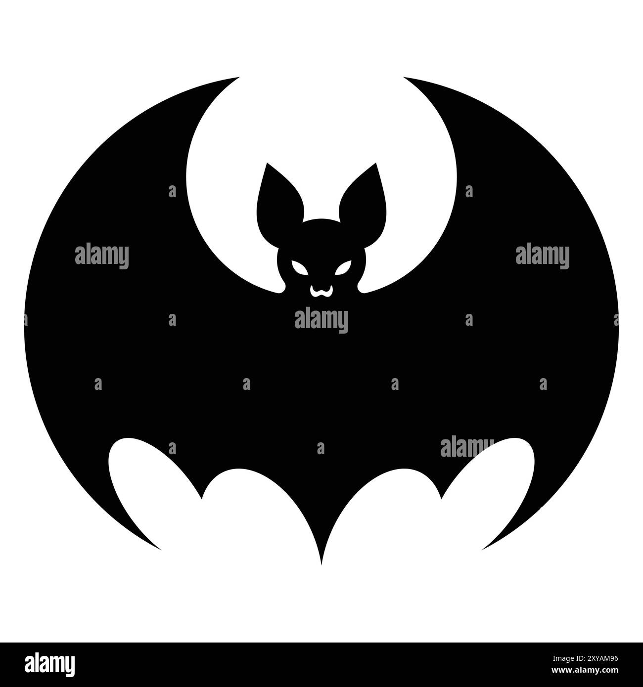 Icona del vettore di pipistrello della frutta. Silhouette nera di mammiferi volanti. Logo personaggio di Halloween illustrazione fantasma simbolo cartone animato grafico. Illustrazione Vettoriale