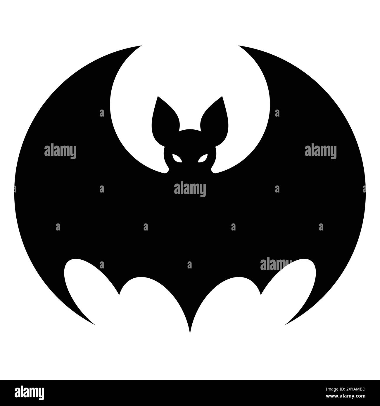 Icona del vettore di pipistrello della frutta. Silhouette nera di mammiferi volanti. Logo personaggio di Halloween illustrazione fantasma simbolo cartone animato grafico. Illustrazione Vettoriale