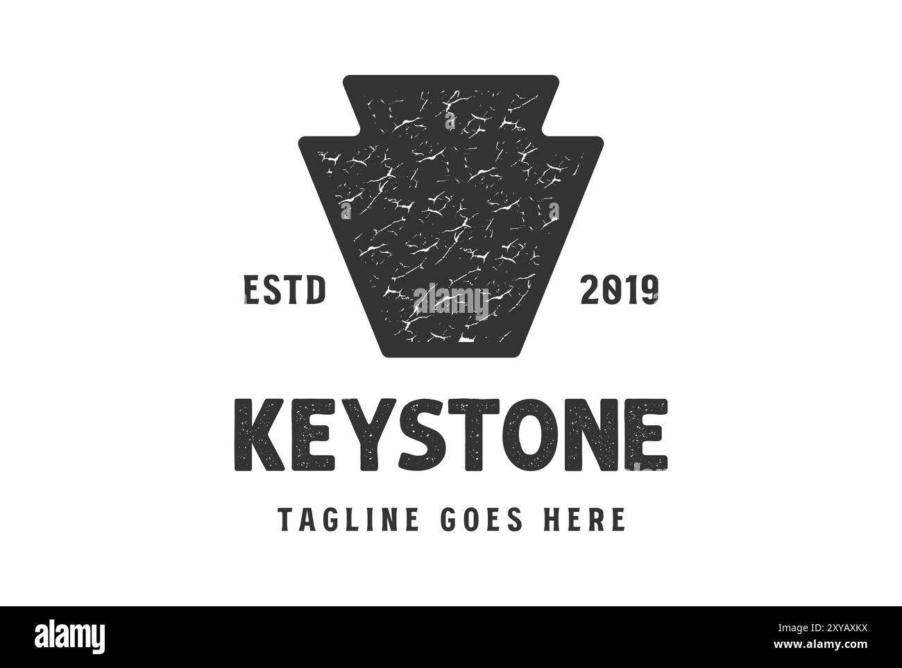 Design vintage Rustic retro con logo Keystone Brick Illustrazione Vettoriale