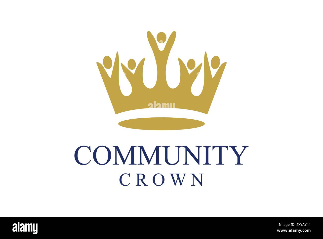 Golden Human Crown for Unity Diversity Community Charity Foundation Logo Design Illustrazione Vettoriale