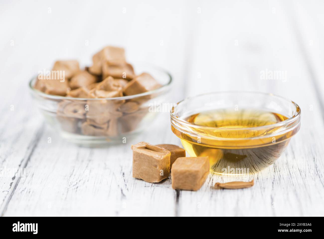 Porzione di Sirup Fresh Caramel (primo piano, messa a fuoco selettiva) Foto Stock