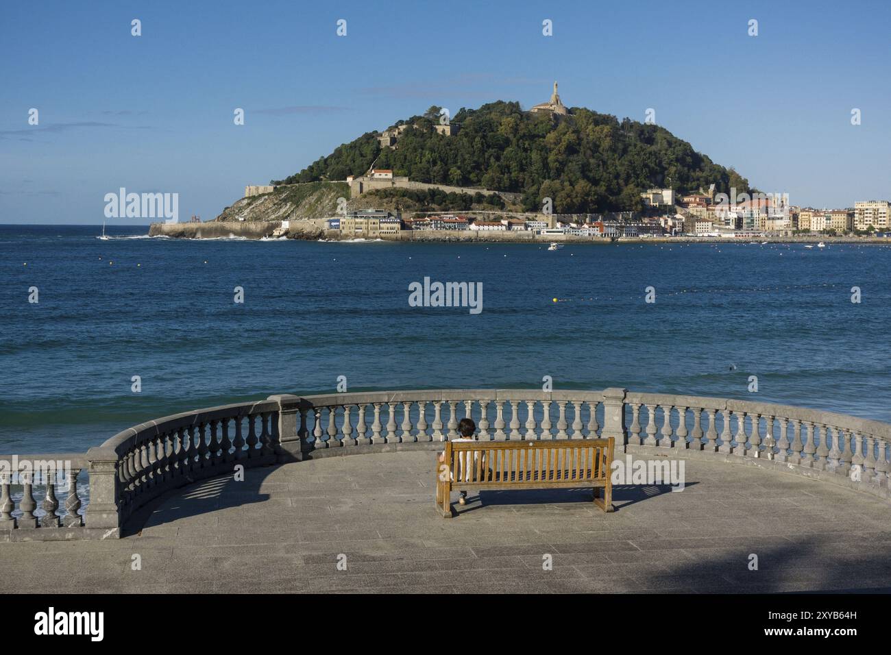 Paseo de Ondarreta, San Sebastian, playa de la Concha, Guipuzcoa, Euzkadi, Spagna, Europa Foto Stock