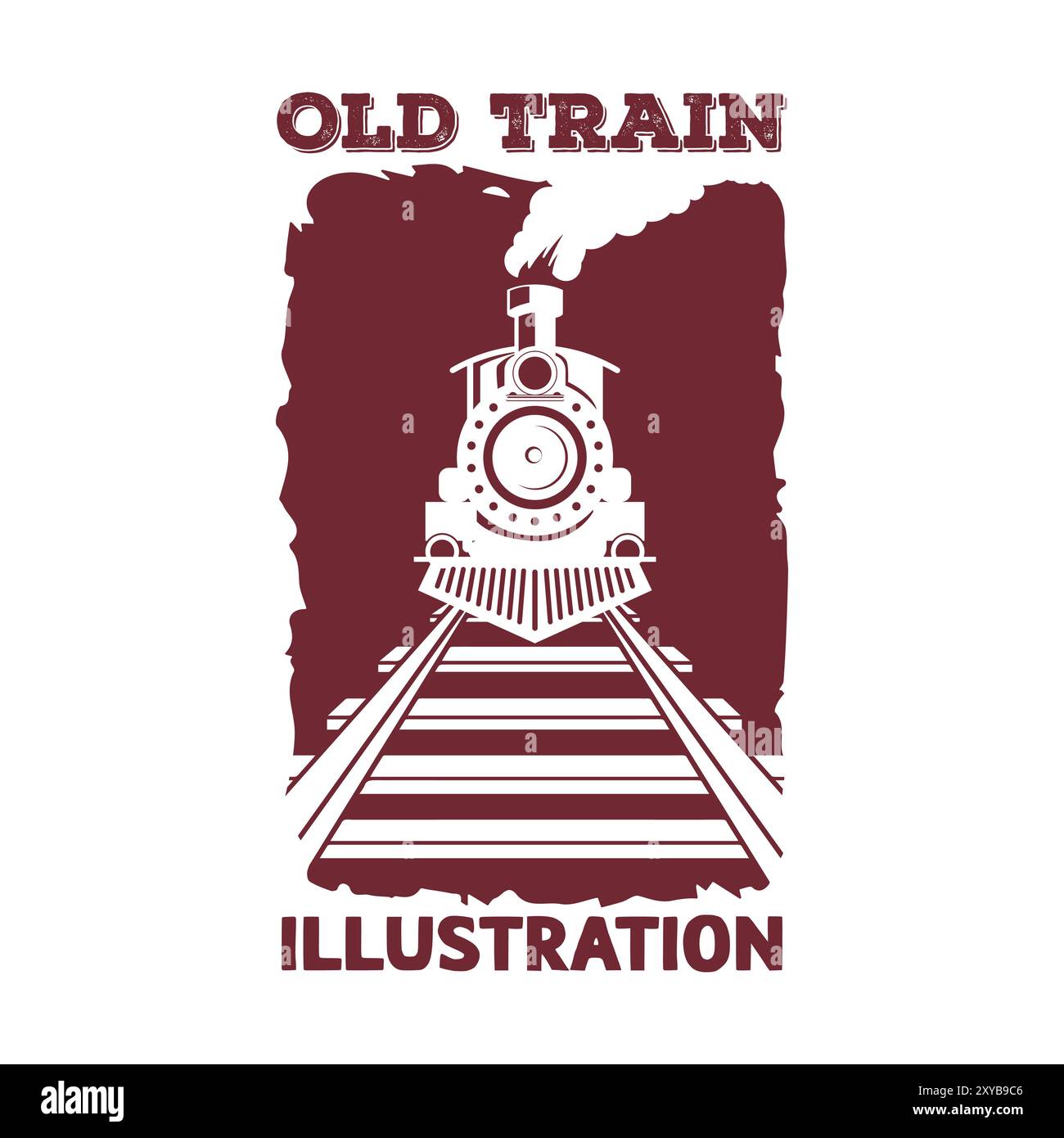 Vecchio treno di locomotiva vintage retro su Railway Illustration Vector Illustrazione Vettoriale