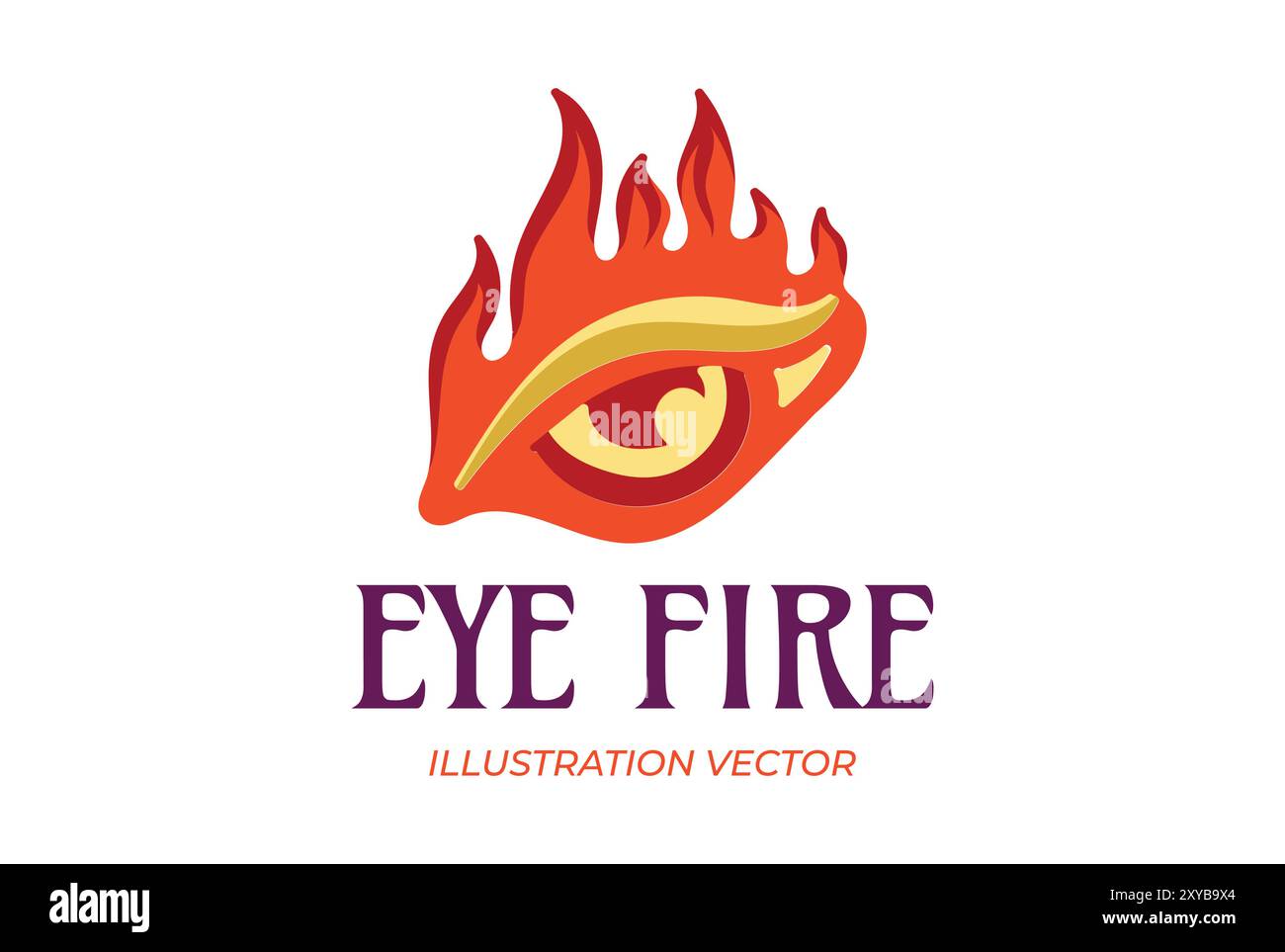 Vettoriale illustrazione fuoco occhi fuoco fuoco fuoco rosso arancione Illustrazione Vettoriale