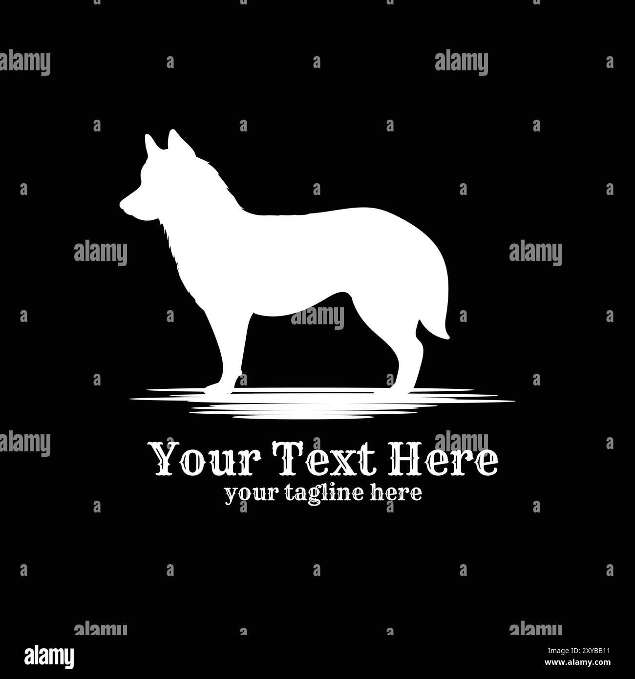 Sagoma dell'icona del cane lupo in piedi, vettoriale Illustrazione Vettoriale