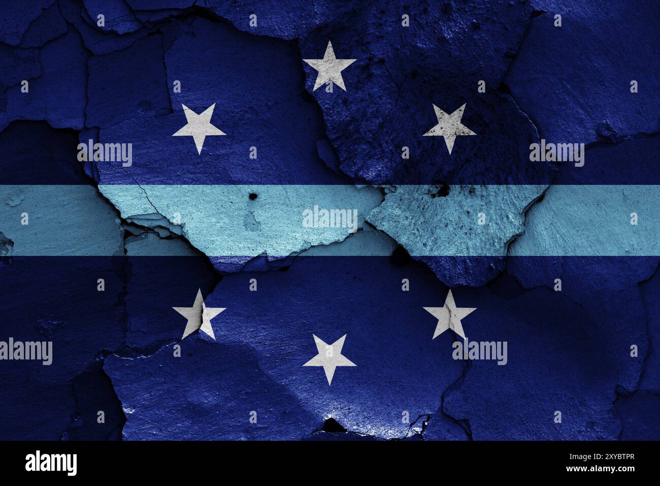 Bandiera di Anaheim, California dipinta su un muro incrinato Foto Stock