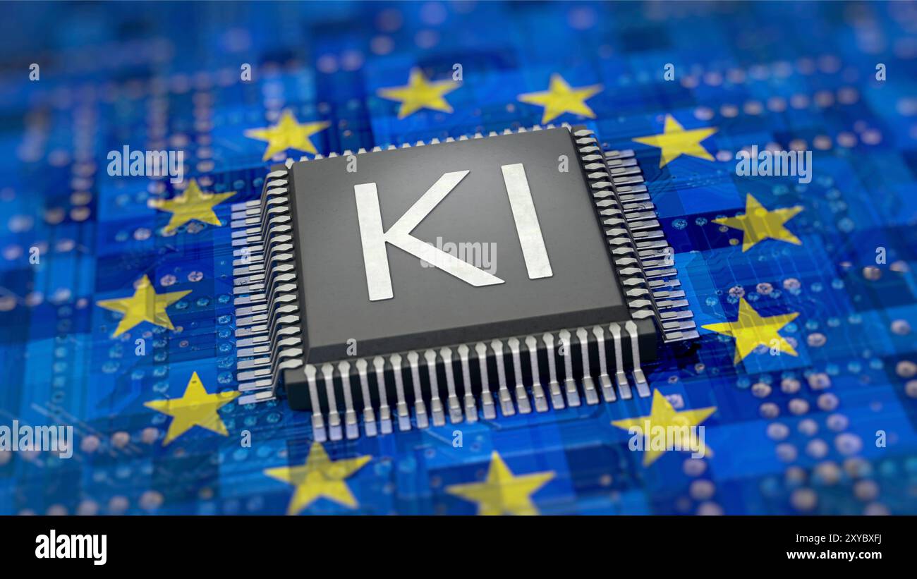 EU und KI, EU ai Act Symbolbild zum Thema EU ai Act, Verordnung über künstliche Intelligenz *** EU and ai, EU ai Act Symbolbild zum Thema EU ai Act, regolamento sull'intelligenza artificiale Foto Stock