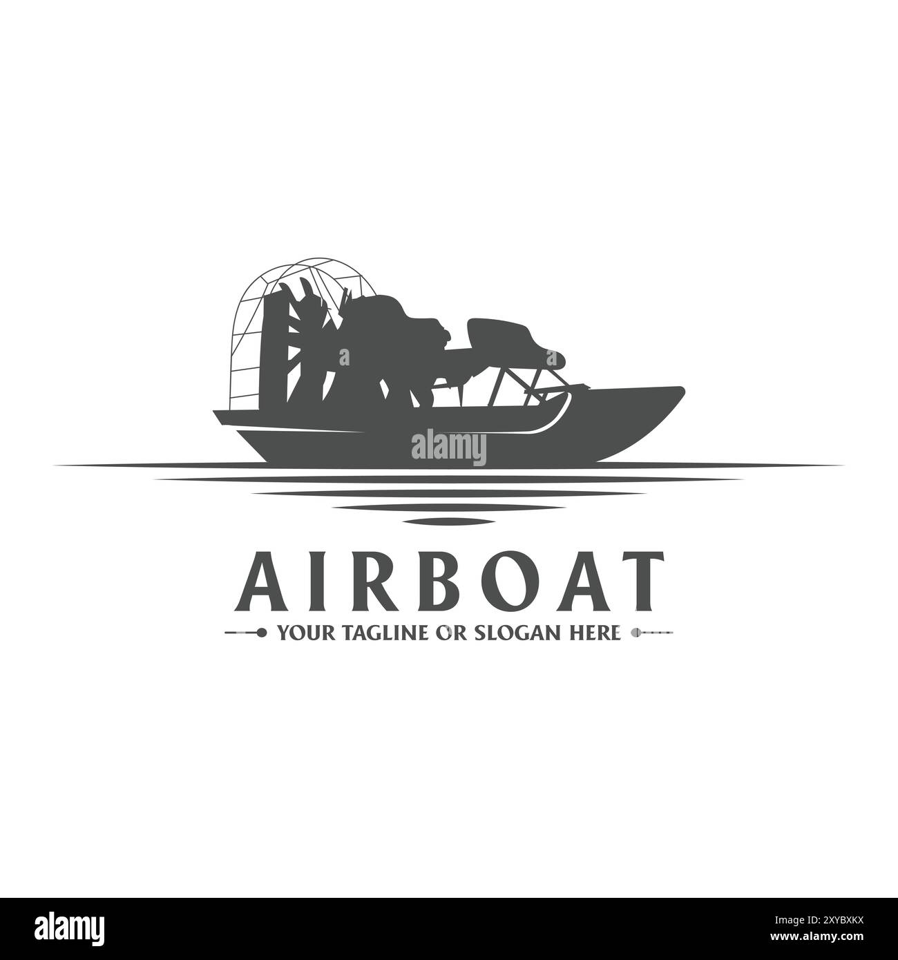 Airboat vintage retro sul fiume Creek Lake Swamp Icon Illustration Logo Design Vector Illustrazione Vettoriale