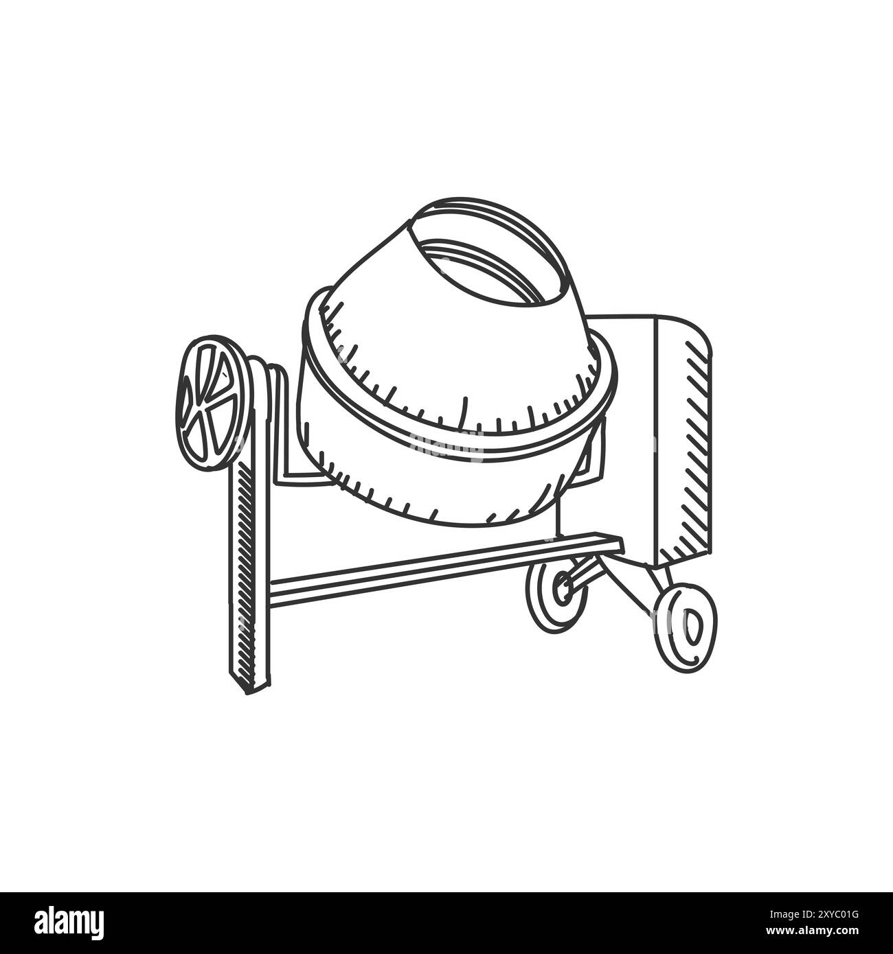 Macchina per betoniera retro vintage per cemento, illustrazione Vector Illustrazione Vettoriale