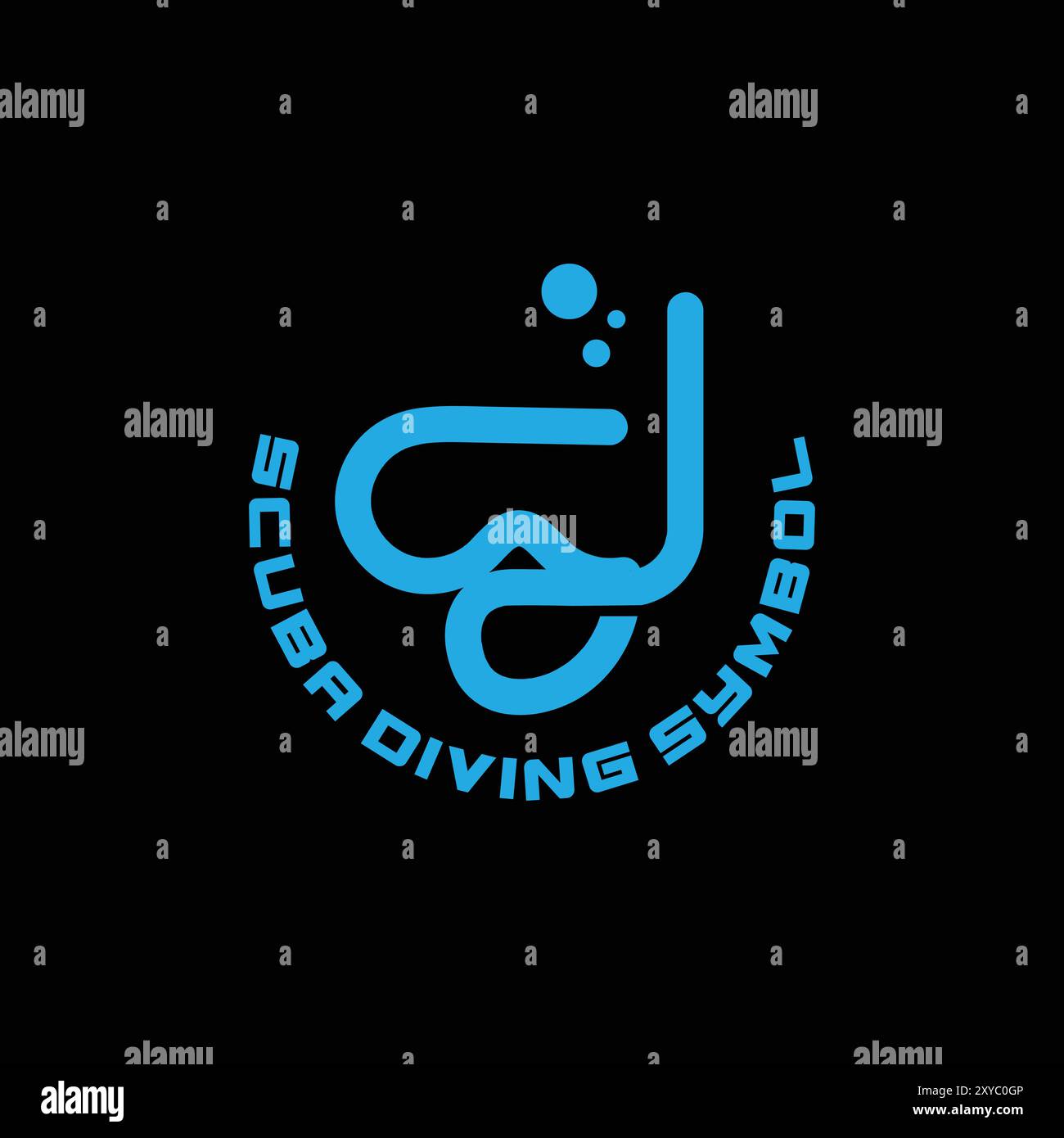 Lettera iniziale di mascherini per immersioni subacquee con logo logo Vector Illustrazione Vettoriale