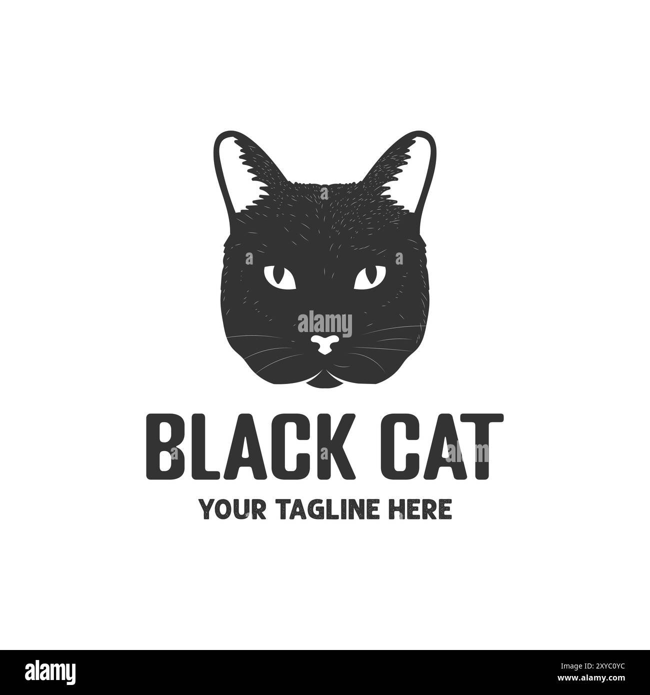 Vintage retro Black Pussycat Cat Kitty Head Face Logo icon Illustration Vector Illustrazione Vettoriale