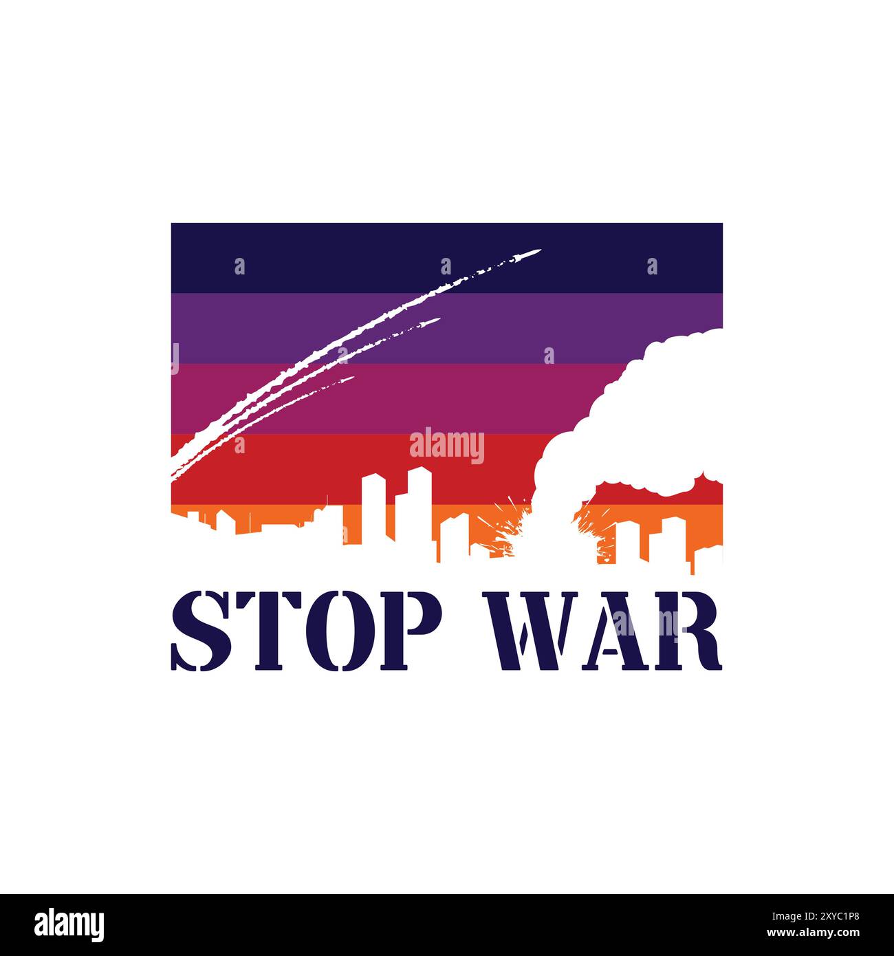 Lancio dei missili per bombardare la City background Illustration per Stop War poster Illustrazione Vettoriale