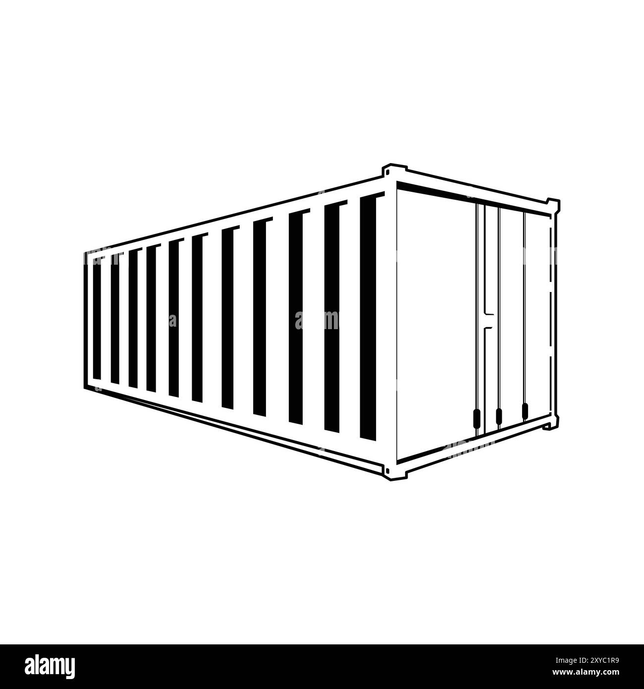 Contenitore per spedizioni di carico isolato vintage retro scatola in metallo. Illustrazione vettoriale Illustrazione Vettoriale