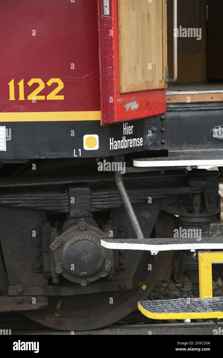 Dettaglio su una carrozza ferroviaria storica Foto Stock