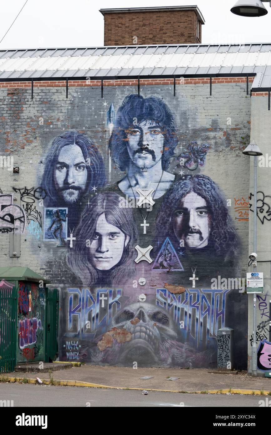 Black Sabbath Street art, Digbeth, Birmingham, West Midlands, Inghilterra, REGNO UNITO Foto Stock