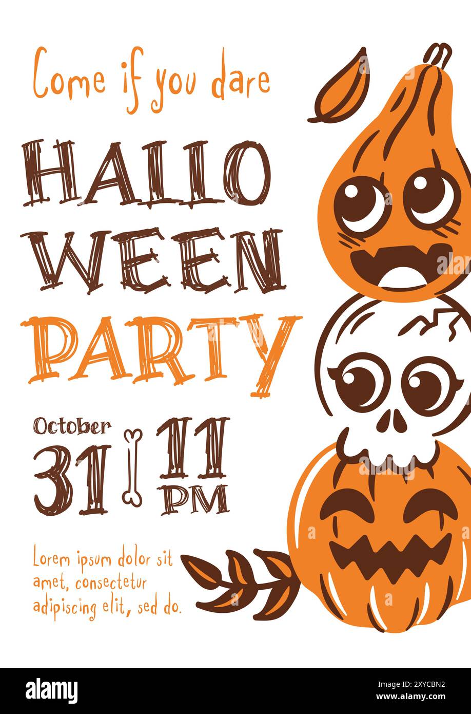 Invitate amici e familiari ad un'indimenticabile festa di Halloween il 31 ottobre con questo design impressionante Illustrazione Vettoriale