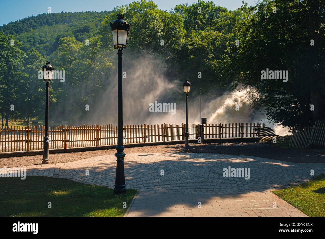 Cascata di Coo sul fiume Ambleve dopo le pesanti inondazioni dell'estate del 2021, Stavelot, provincia di Liegi, Belgio Foto Stock
