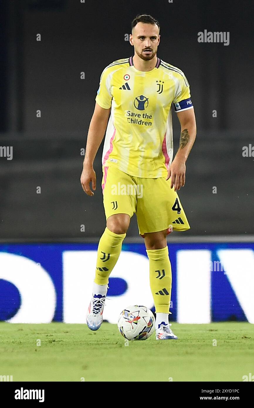 Federico gatti della Juventus durante la partita di serie A tra Hellas Verona e Juventus allo Stadio Marcantonio Bentegodi il 26 agosto 2024 a Verona, i Foto Stock