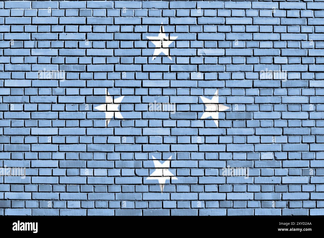 Bandiera della Micronesia dipinta su un muro di mattoni Foto Stock