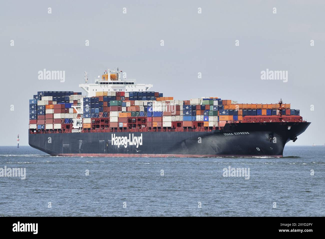 Nave container Osaka Express in entrata il 06.06.2008 al largo di Cuxhaven numero IMO : 9320697 nome della nave : OSAKA EXPRESS segno di chiamata : DDVK2 stazza lorda : 937 Foto Stock