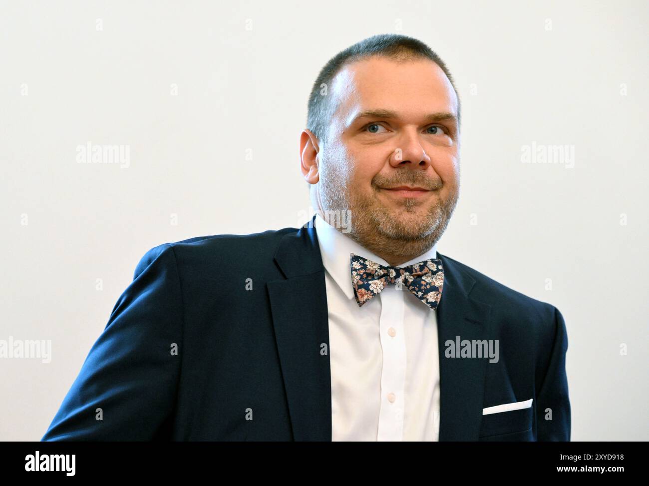 Praga, Repubblica Ceca. 29 agosto 2024. Il ministro della cultura ceco Martin Baxa tiene la conferenza stampa sui risultati del processo di selezione per il direttore del Memoriale del silenzio, a Praga, Repubblica Ceca, il 29 agosto 2024. Crediti: Katerina Sulova/CTK Photo/Alamy Live News Foto Stock