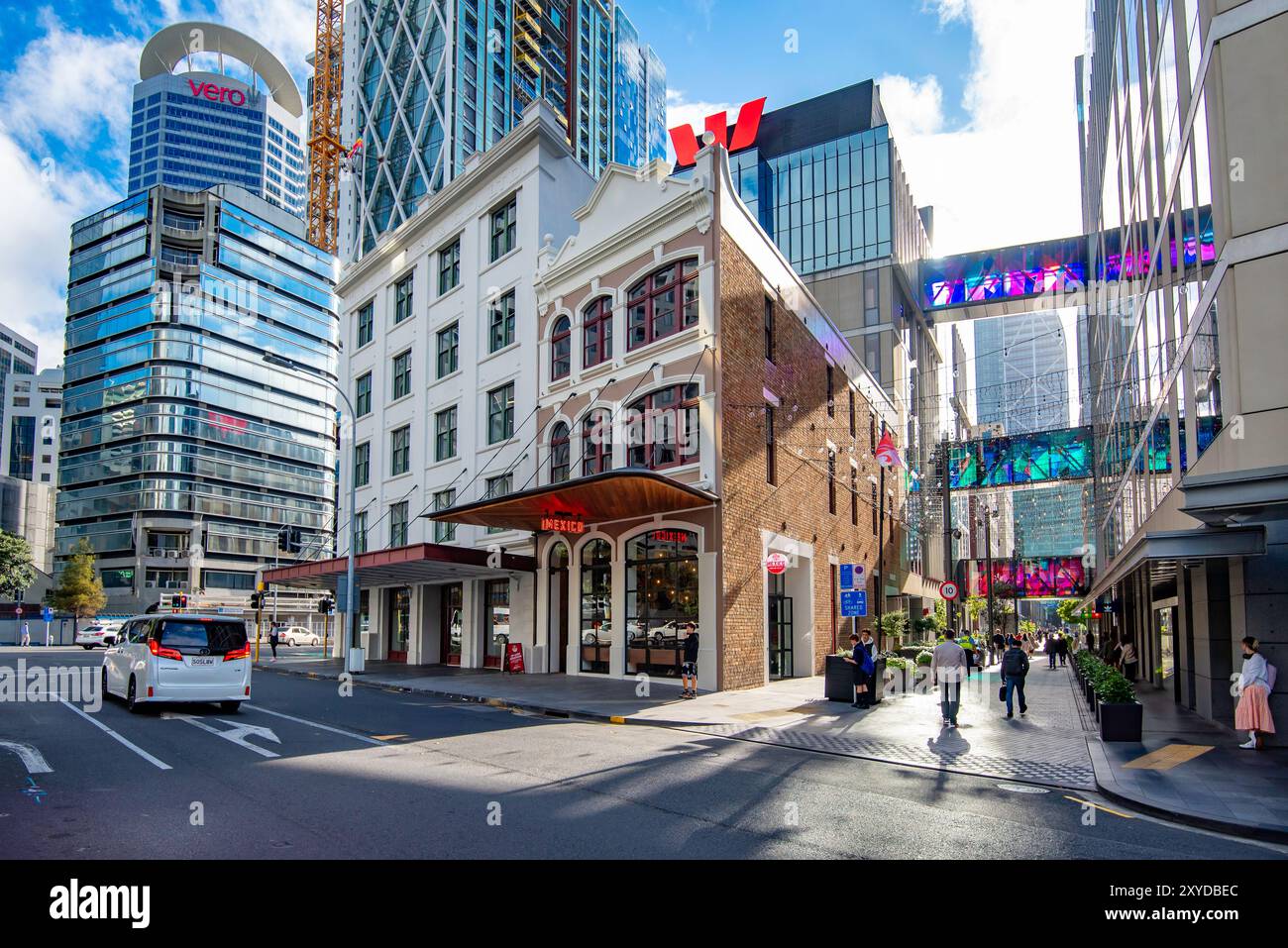 L'edificio storico della taverna Kiwi (ristorante messicano) è stato costruito nel 1910 come un classico magazzino di mattoni italiani a tre piani Foto Stock