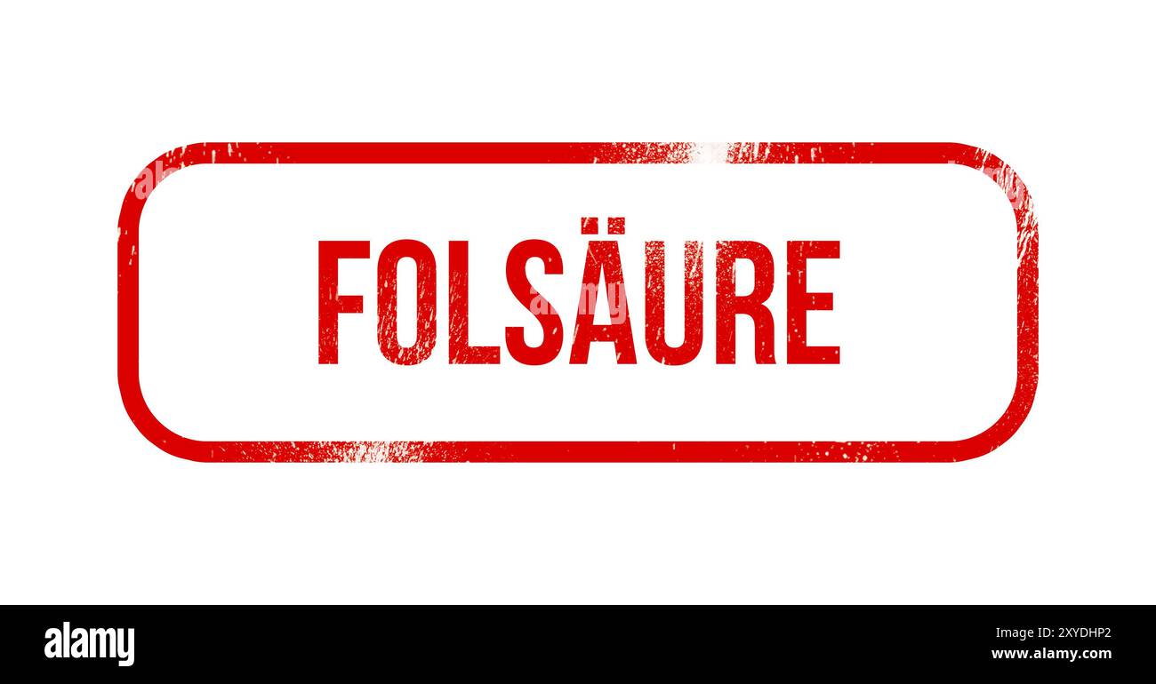 Acido folico, gomma grunge rossa, timbro Foto Stock
