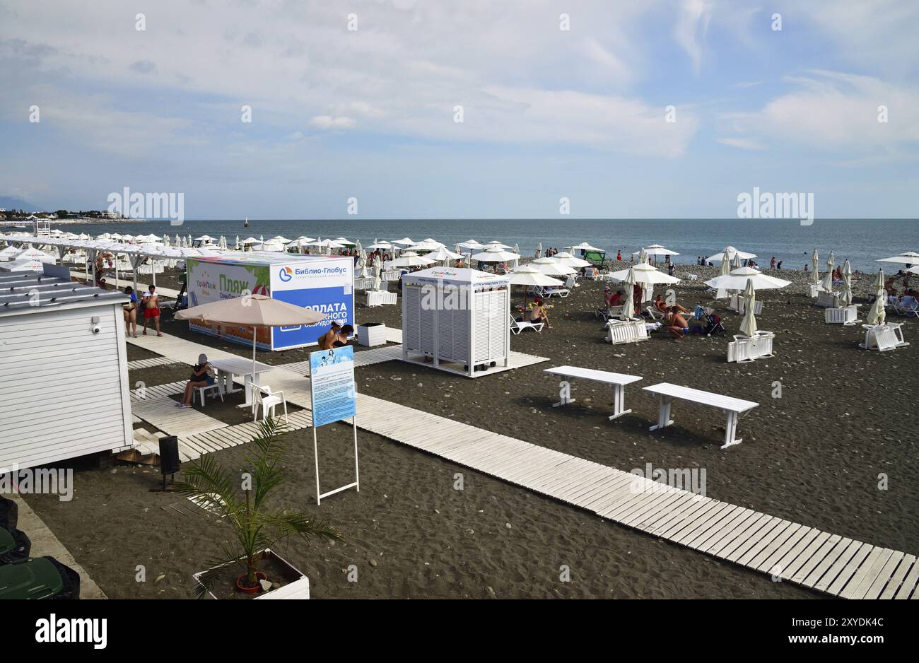 Sochi, Russia, 5 giugno. 2018 spiaggia privata di un Sochi Park Hotel, Europa Foto Stock