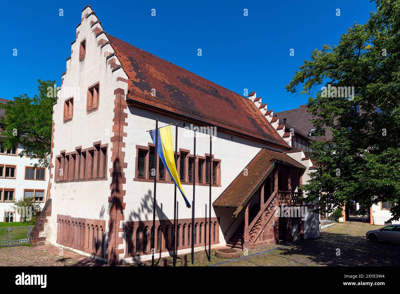 Il vecchio tribunale (Gerichtslaube) costruì il 1303 e ricostruì il 1551/52, Friburgo in Breisgau, Baden-Württemberg, Germania. Foto Stock