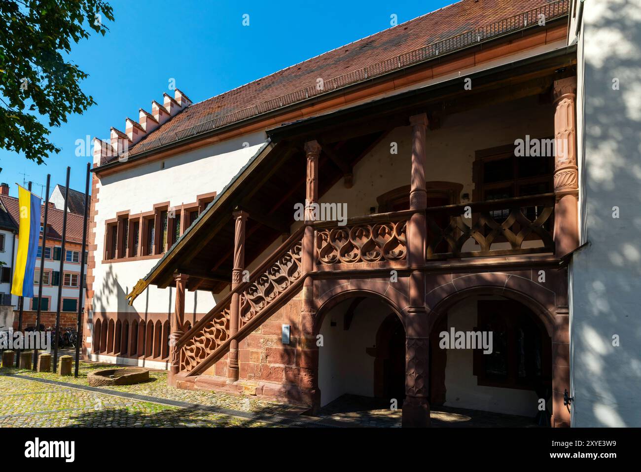 Il vecchio tribunale (Gerichtslaube) costruì il 1303 e ricostruì il 1551/52, Friburgo in Breisgau, Baden-Württemberg, Germania. Foto Stock