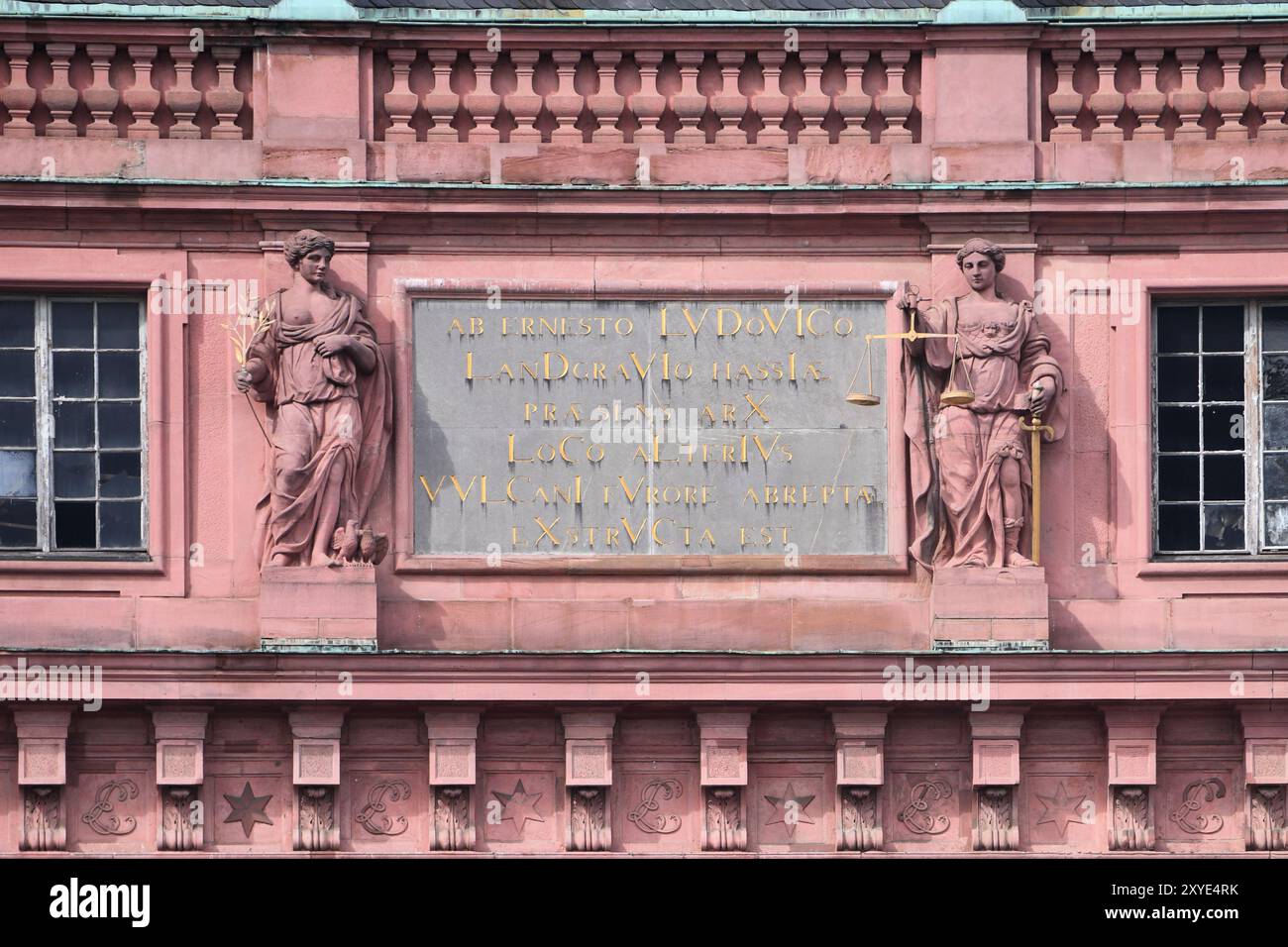 Iscrizione al castello di Darmstadt Foto Stock