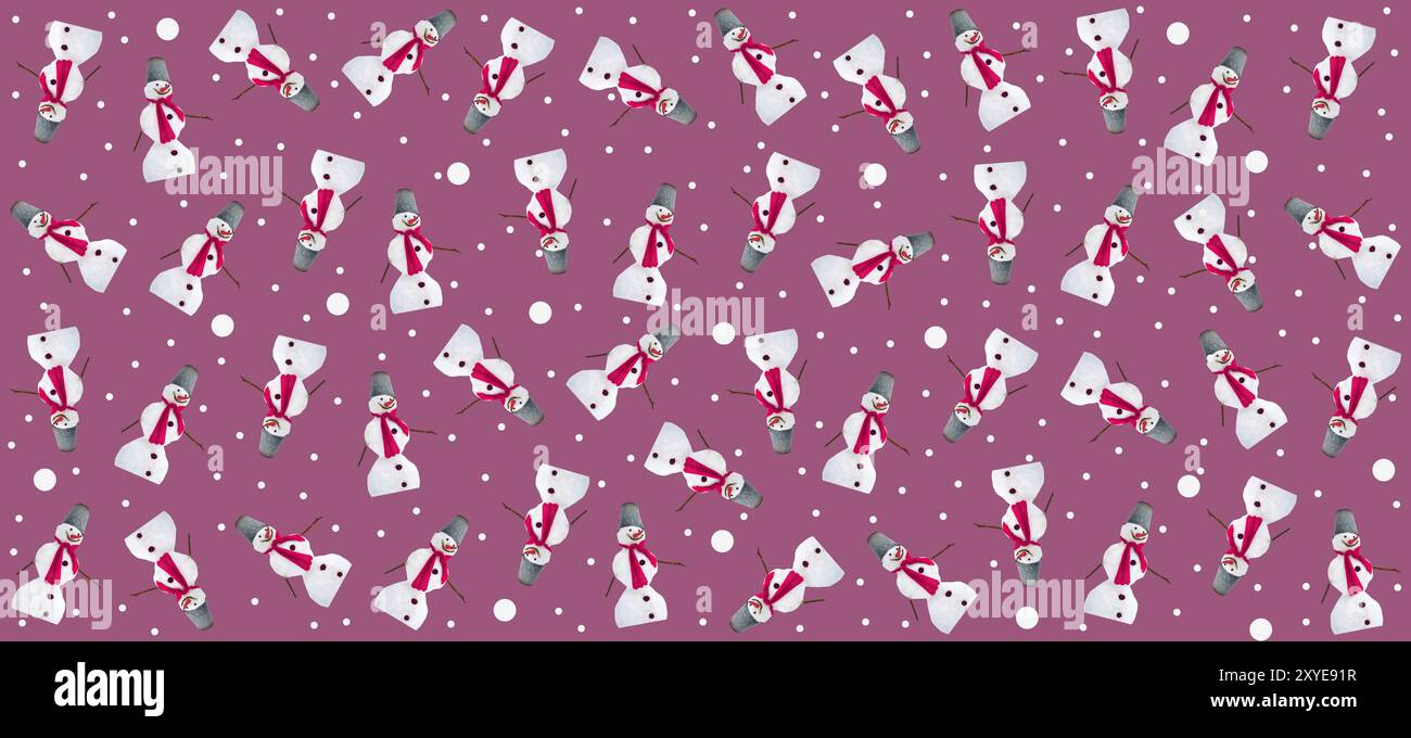 Divertente concetto di pupazzo di neve. Modello minimalista di carta da regalo natalizia. Vacanze invernali. Composizione dinamica. Manipolazione delle immagini Foto Stock