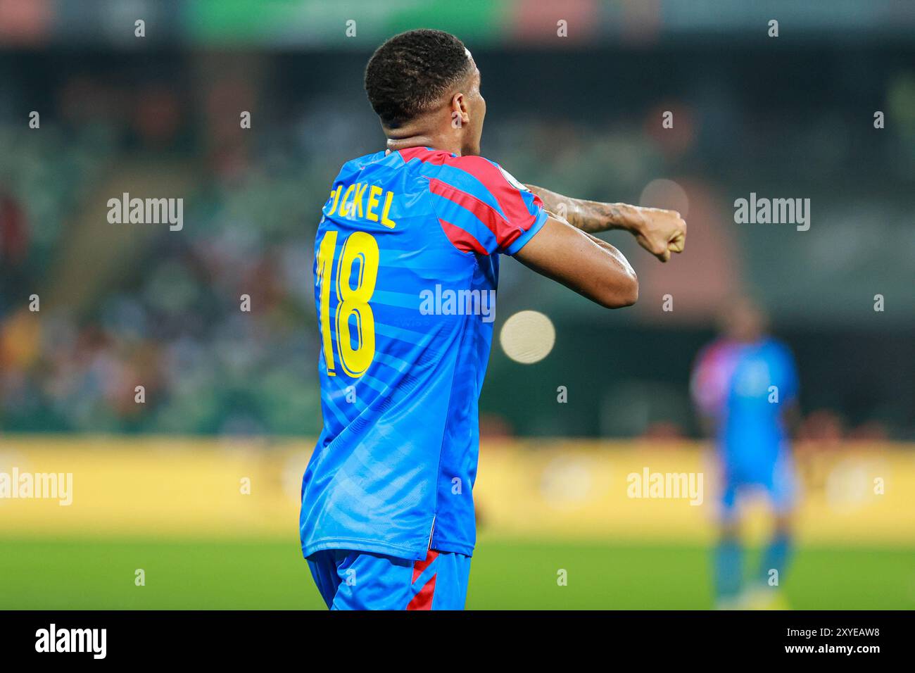 ABIDJAN, COSTA d'AVORIO - 2 FEBBRAIO; Charles Pickel del Congo Dr durante la TotalEnergies Caf Africa Cup of Nations (Afcon 2023) partita tra Congo Dr Foto Stock