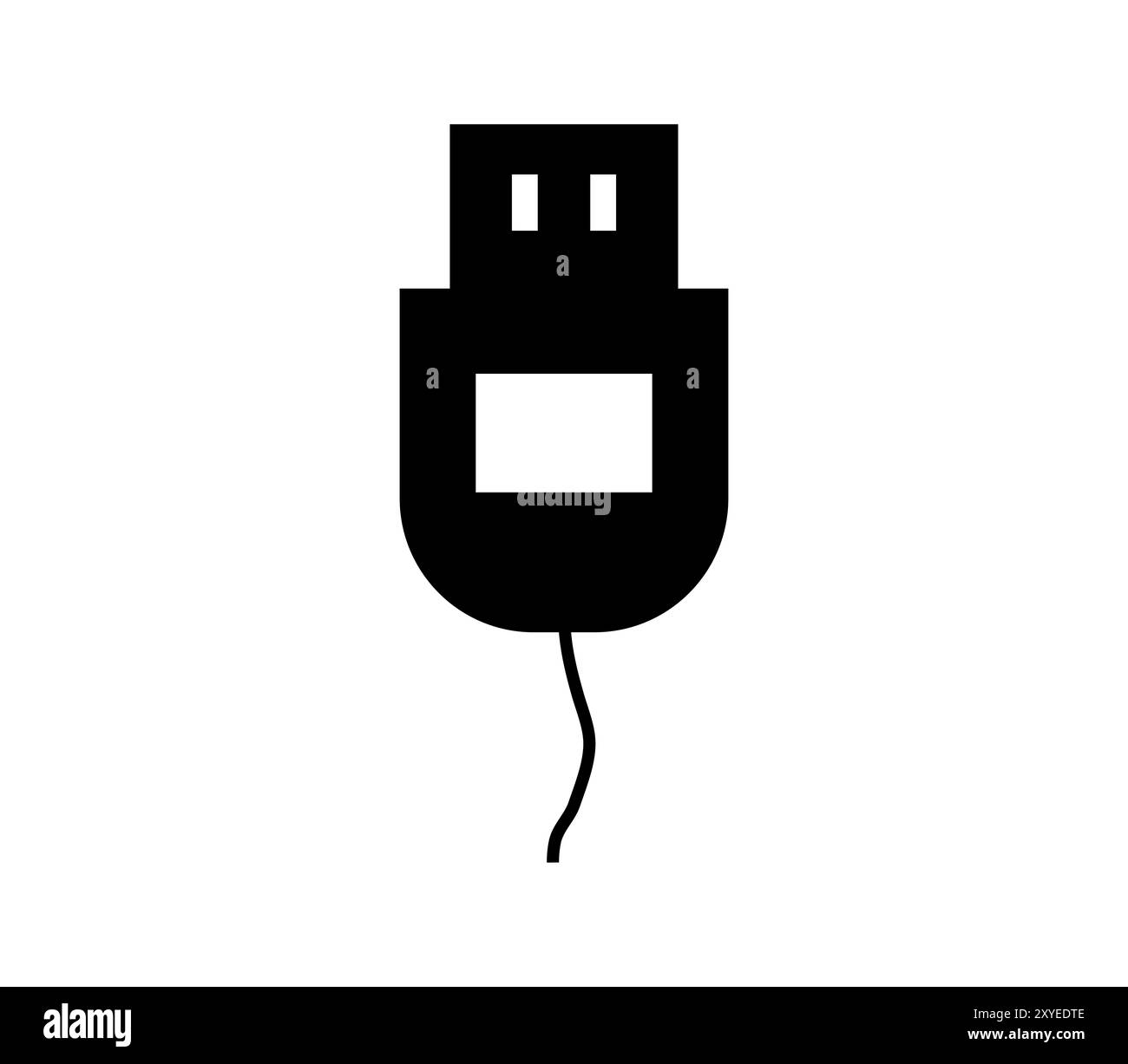 Icona della presa USB illustrata in vettoriale su sfondo bianco Foto Stock