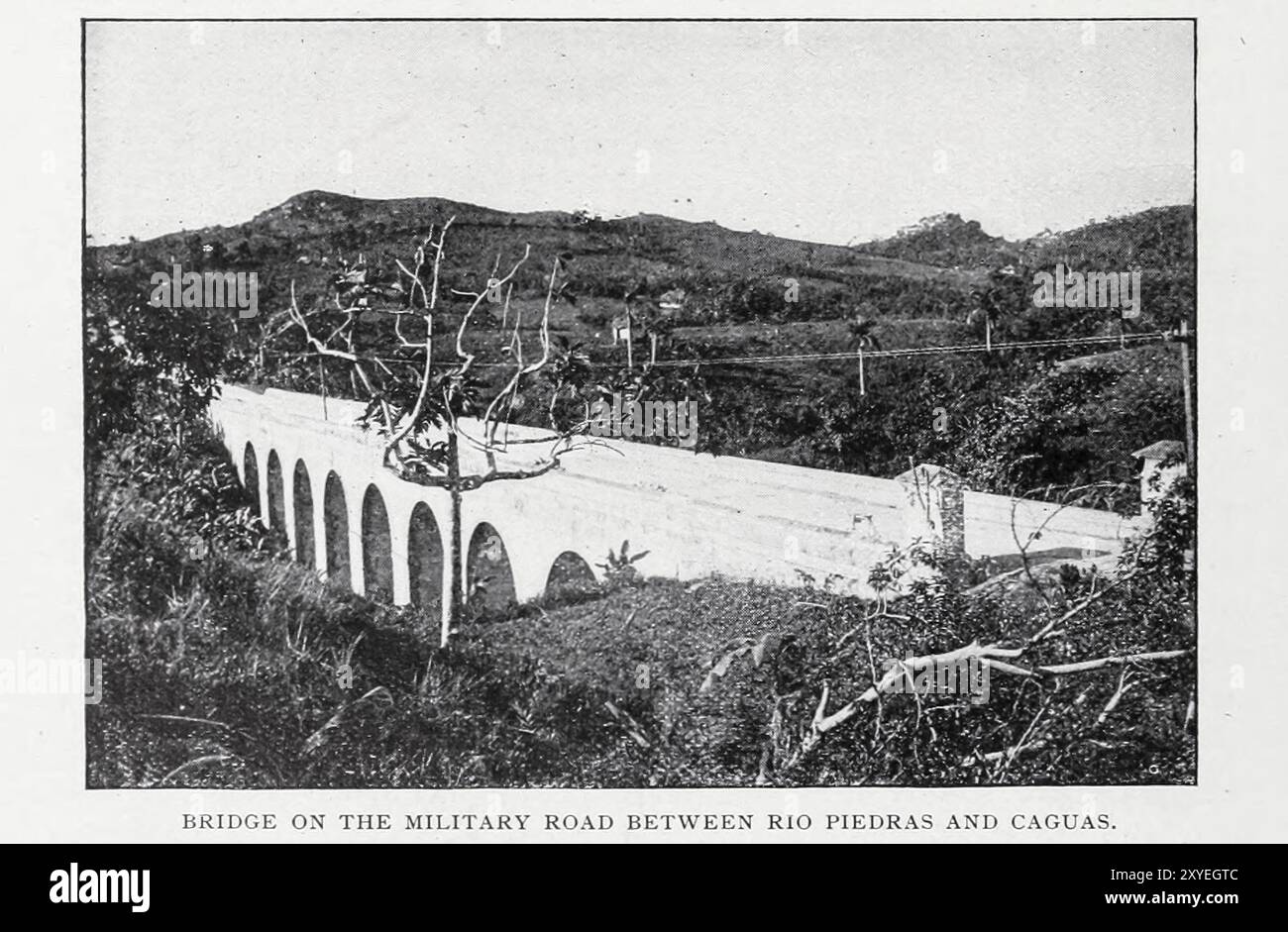 PONTE SULLA STRADA MILITARE TRA RIO PIEDRAS E CAGUAS DALL'ARTICOLO LO SVILUPPO INDUSTRIALE DELL'ISOLA DI PORTO RICO. Di Albert W. Buel della rivista Engineering dedicata al progresso industriale volume XIX 1900 The Engineering Magazine Co Foto Stock