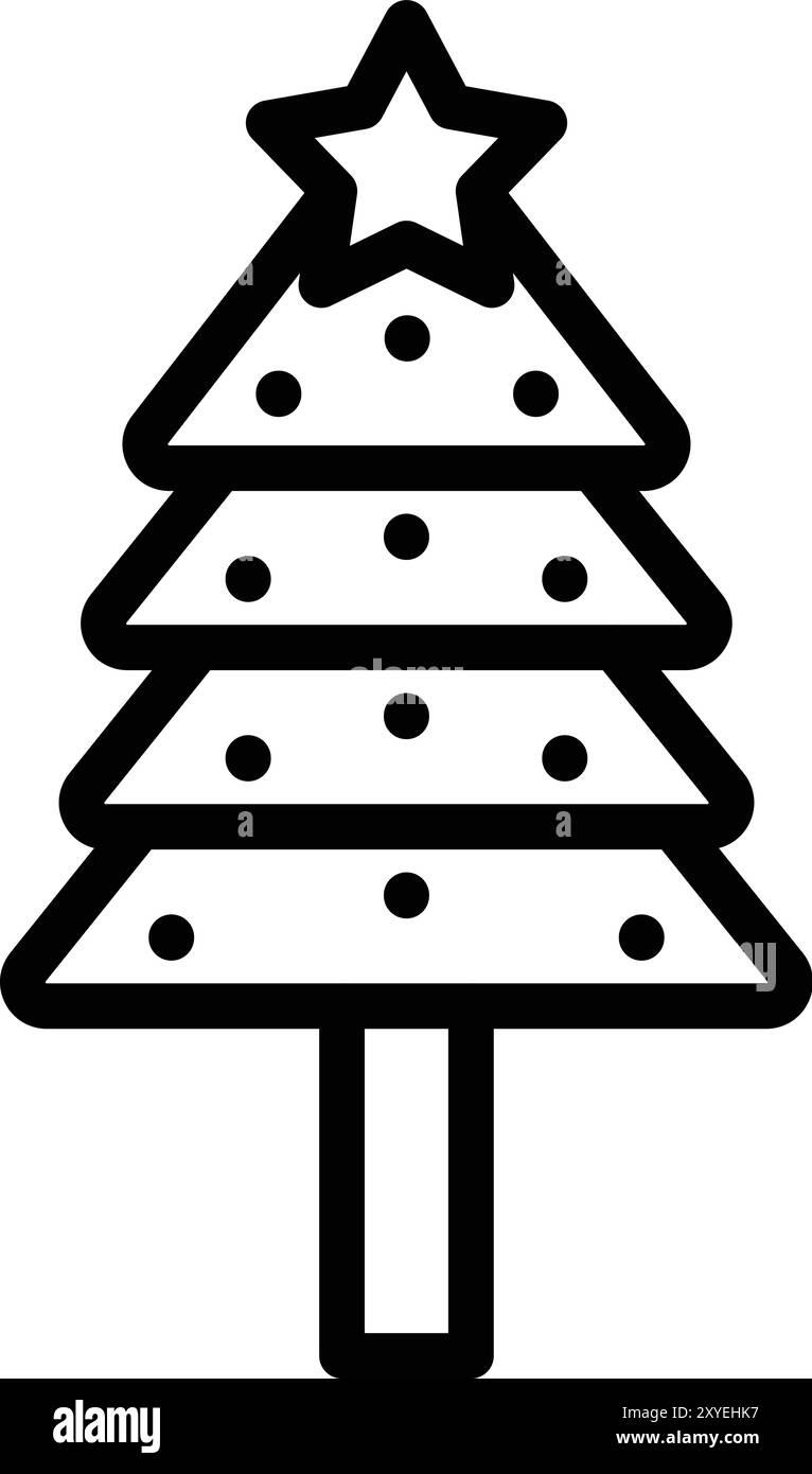 Illustrazione di disegno dell'icona del vettore dell'albero di Natale Illustrazione Vettoriale