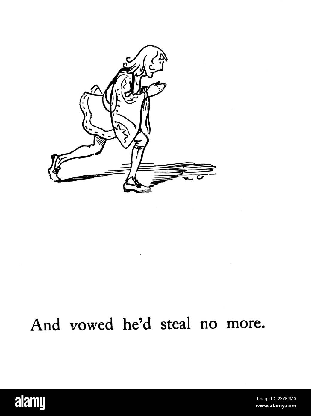 Dalla regina dei cuori di Caldecott, Randolph, 1846-1886, la regina dei cuori / lei e giurò che non avrebbe rubato più. Ha fatto delle crostate, / tutte in un giorno d'estate; / la Knave di cuori / ha rubato quelle crostate, / e le ha portate via pulite. / Il re dei cuori / invocò le crostate, / e picchiò la navata piena di dolore; / la navata dei cuori / riportò le crostate, / e giurò che non avrebbe più rubato. Foto Stock Dalla regina dei cuori di Caldecott, Randolph, 1846-1886, la regina dei cuori / lei e giurò che non avrebbe rubato più. Ha fatto delle crostate, / tutte in un giorno d'estate; / la Knave di cuori / ha rubato quelle crostate, / e le ha portate via pulite. / Il re dei cuori / invocò le crostate, / e picchiò la navata piena di dolore; / la navata dei cuori / riportò le crostate, / e giurò che non avrebbe più rubato. Foto Stock