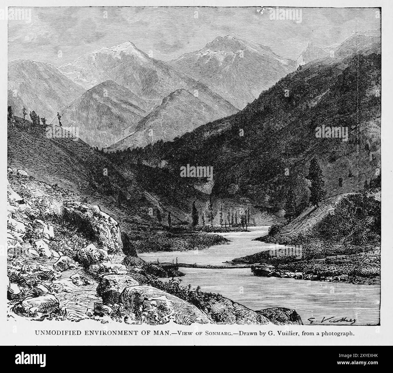 Vista del Sonmarg, del distretto di Ganderbal di Jammu e del Kashmir, India. Dal volume II della storia universale di Ridpath di Ridpath, John Clark, 1840-1900 pubblicato nel 1897 Foto Stock