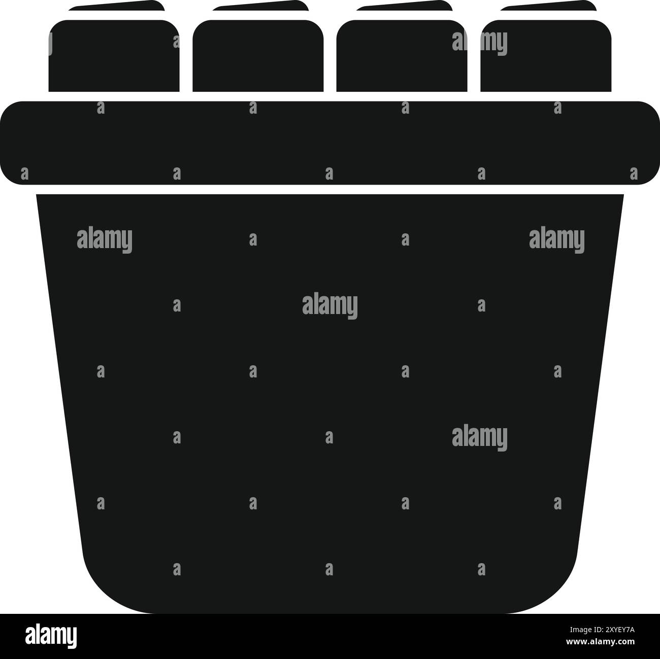 Semplice icona vettoriale di un refrigeratore pieno di bevande, perfetto per progetti relativi all'estate, alle feste e al relax Illustrazione Vettoriale