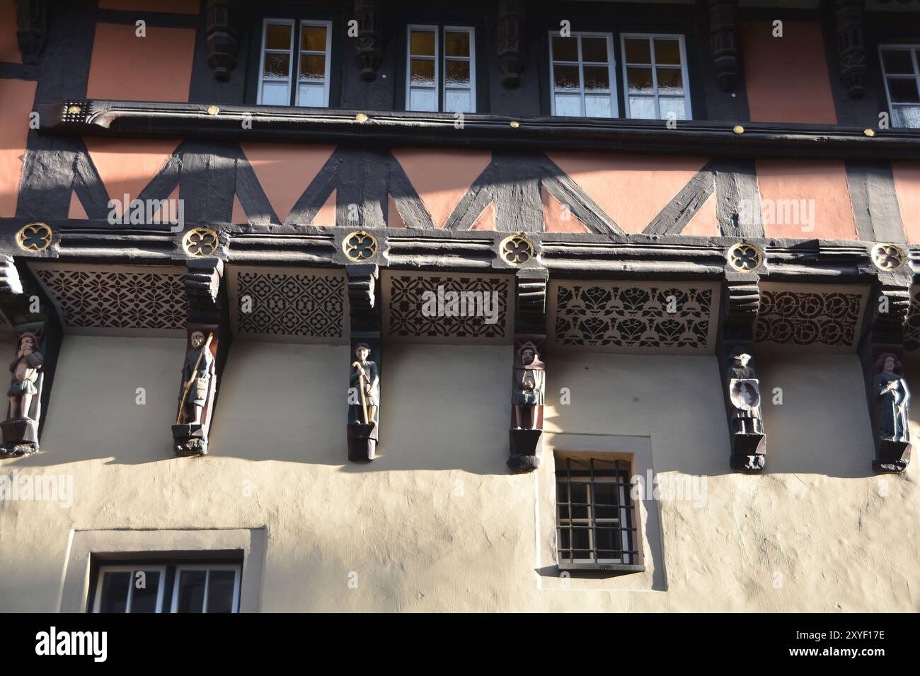 Storica casa in legno nel centro storico di Wernigerode Foto Stock