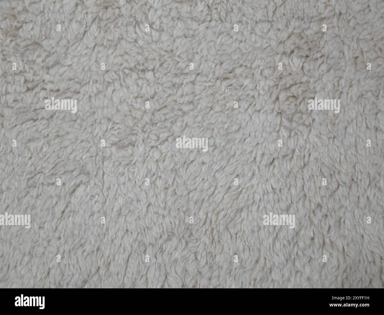 I dettagli del materiale in pile di lana biancastra sono mostrati in una vista ravvicinata. Foto Stock