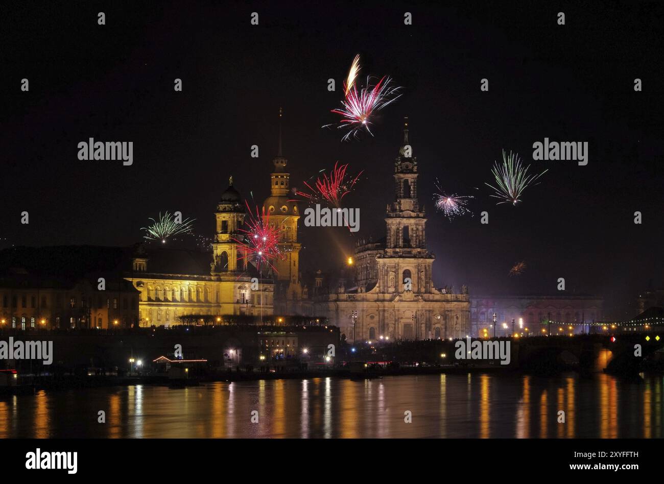 Fuochi d'artificio di Dresda, fuochi d'artificio di Dresda 38 Foto Stock