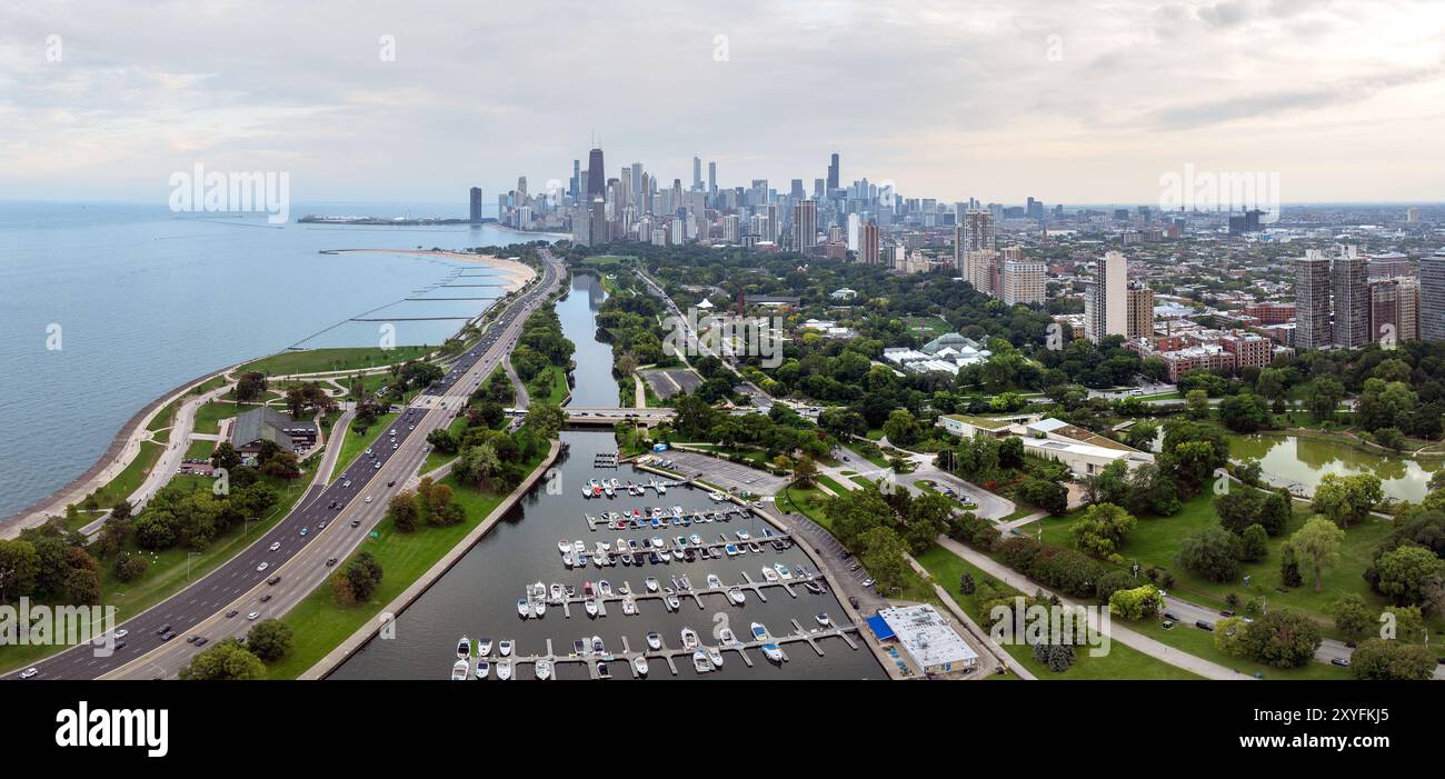 Vista panoramica aerea del centro di Chicago, Illinois, Stati Uniti. Foto Stock