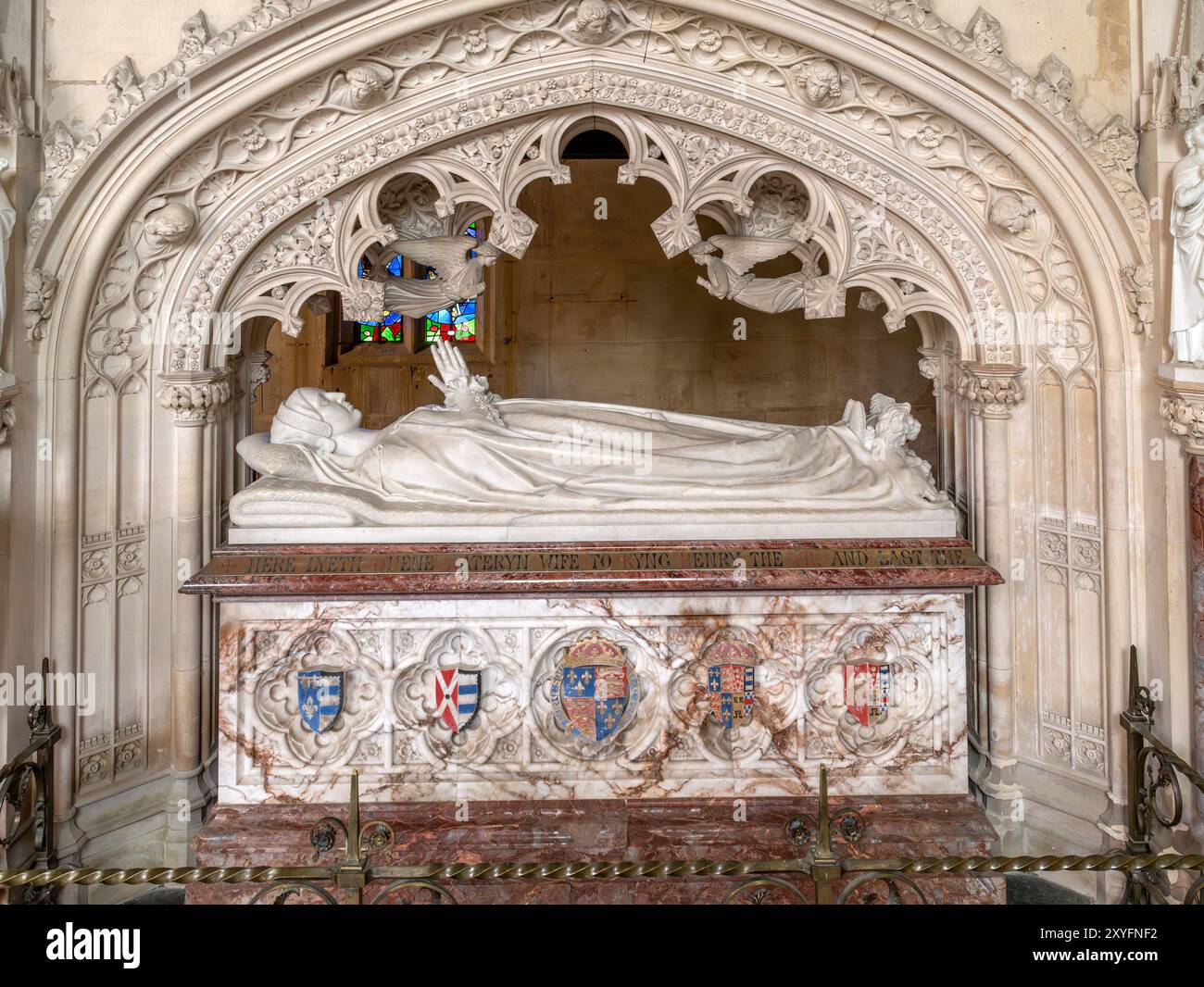 Tomba di Catherine Parr, St Mary's Chapel, Sudeley Castle, vicino a Winchcombe, Gloucestershire, Inghilterra, Regno Unito Foto Stock