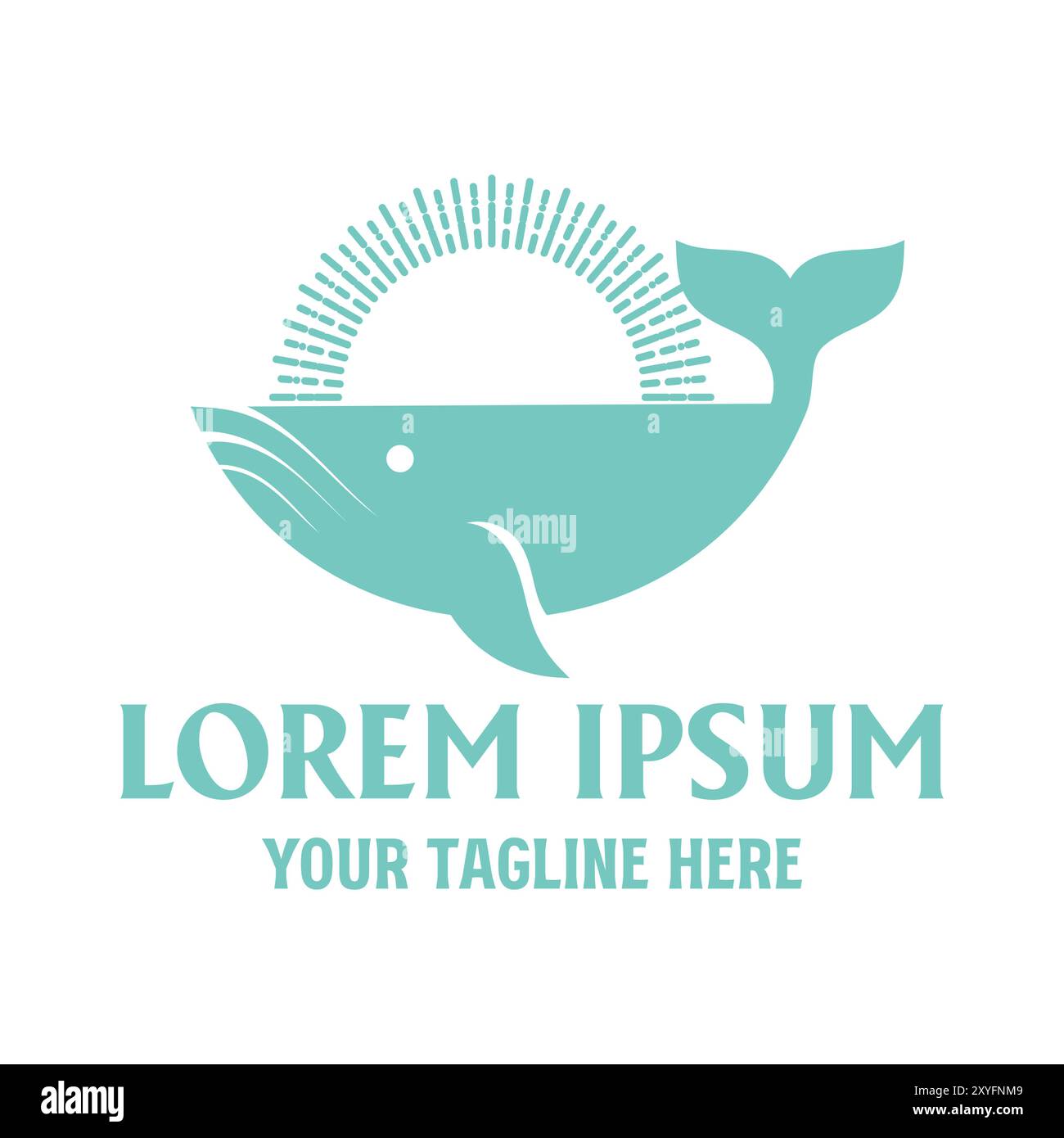 Ocean Whale con Sunset Beach Illustration Design Vector Illustrazione Vettoriale